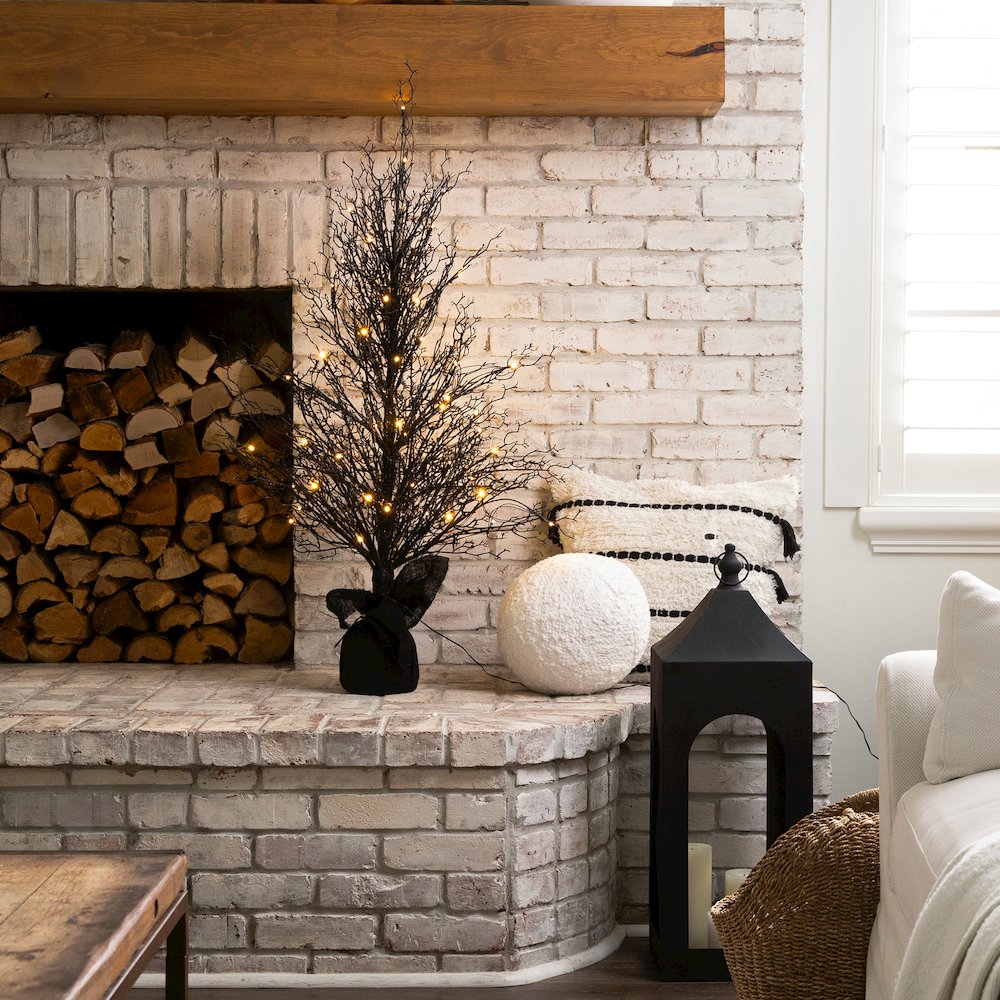 4ft. Pre-Lit Halloween Black Twig Artificial Fall Tree in Burlap Planter. Picture 15