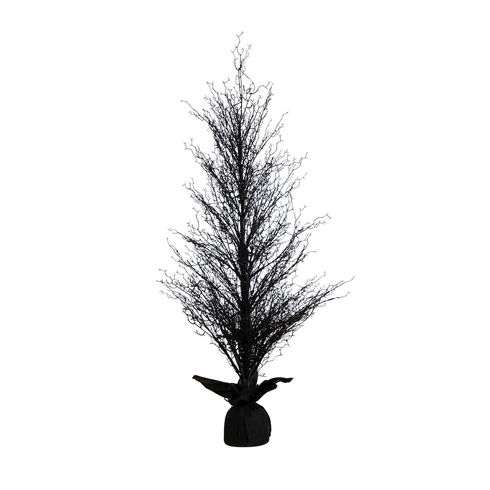 5ft. Pre-Lit Halloween Black Twig Artificial Fall Tree in Burlap Planter. Picture 15