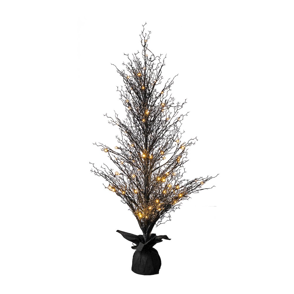 5ft. Pre-Lit Halloween Black Twig Artificial Fall Tree in Burlap Planter. Picture 10