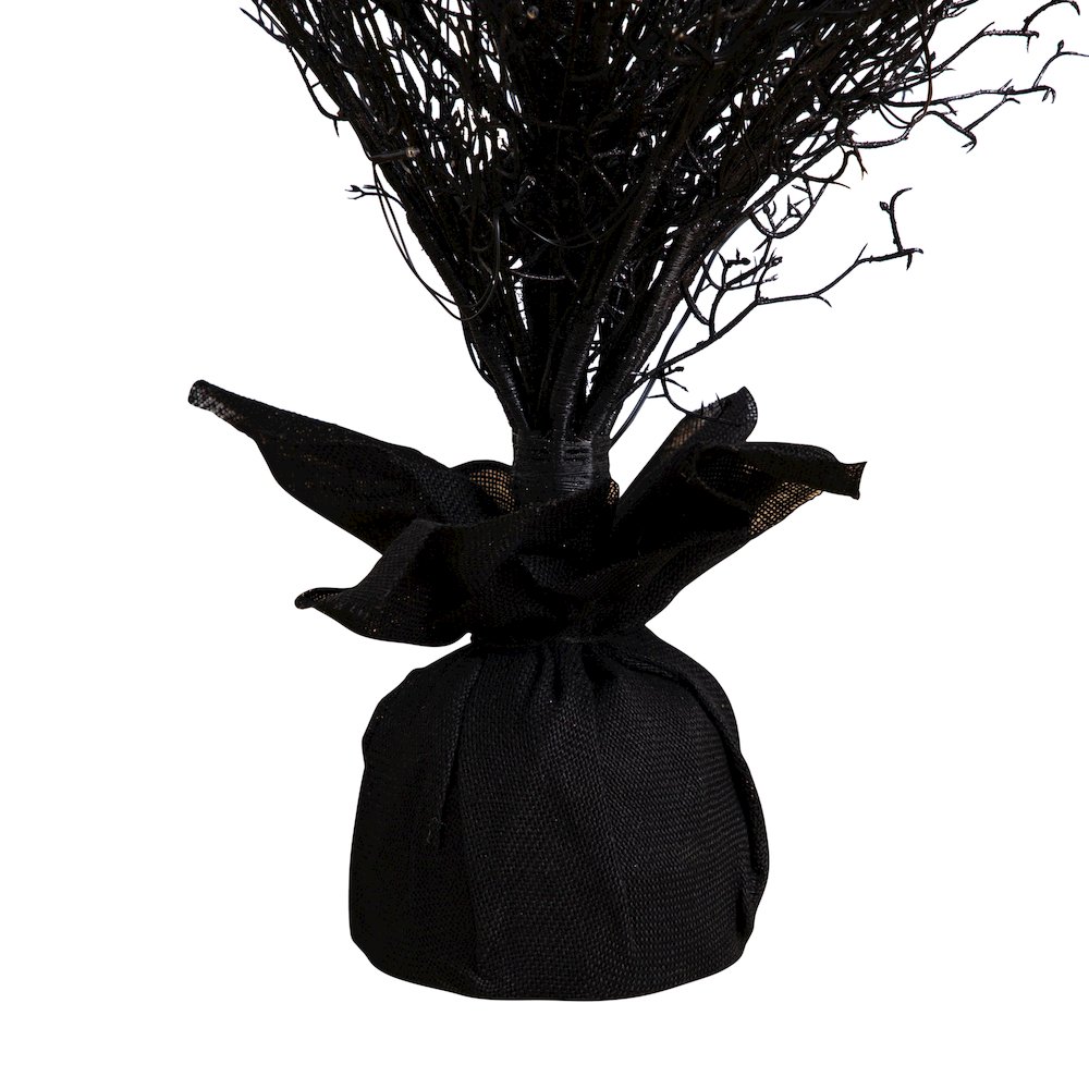 5ft. Pre-Lit Halloween Black Twig Artificial Fall Tree in Burlap Planter. Picture 1