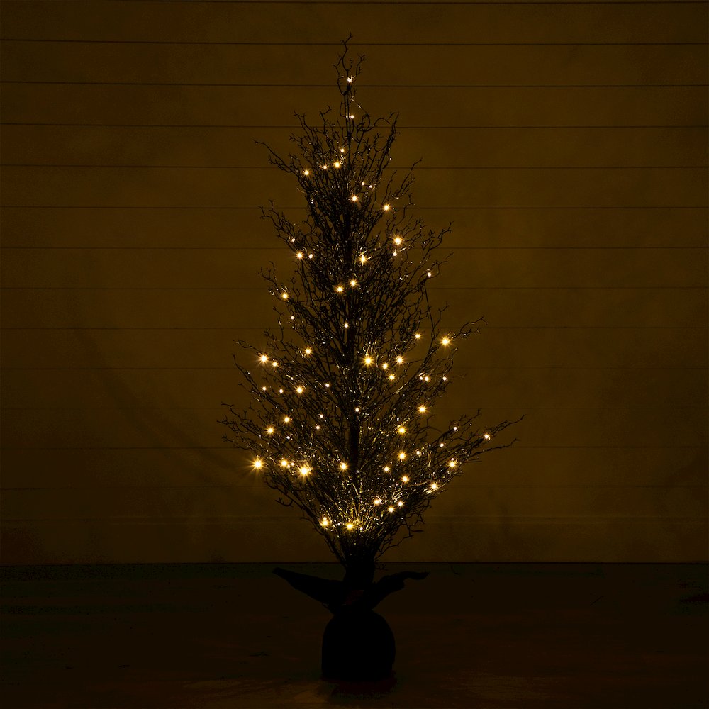 5ft. Pre-Lit Halloween Black Twig Artificial Fall Tree in Burlap Planter. Picture 5