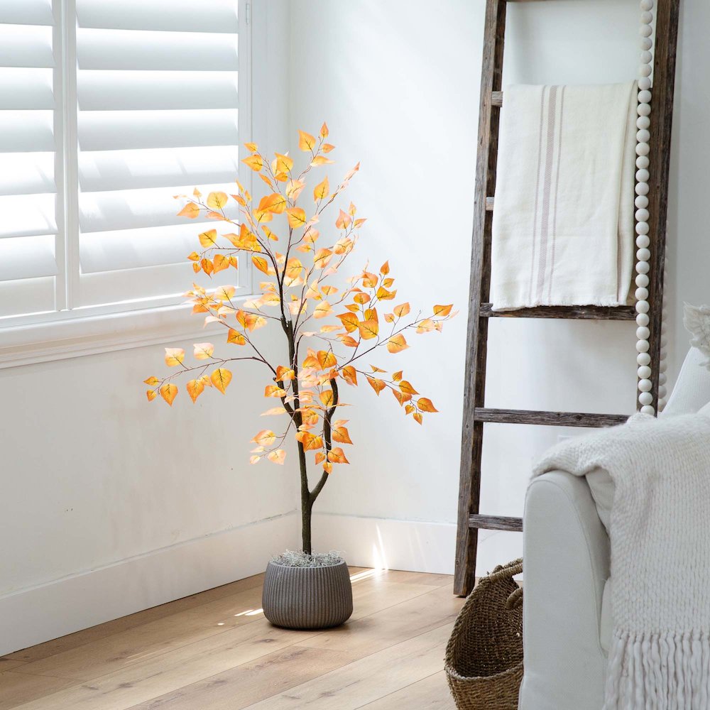 4ft. Autumn Birch Leaf Artificial Fall Tree. Picture 3