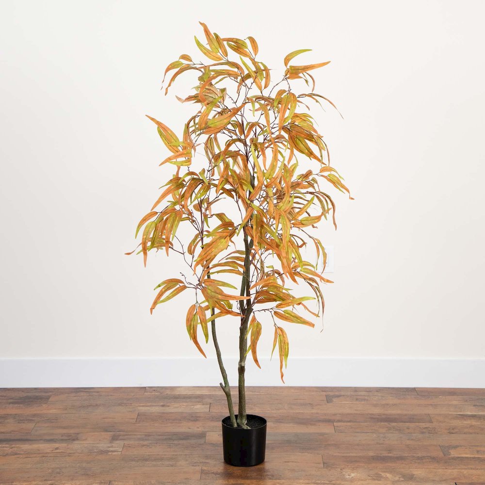 5ft. Autumn Wispy Eucalyptus Artificial Fall Tree. Picture 8