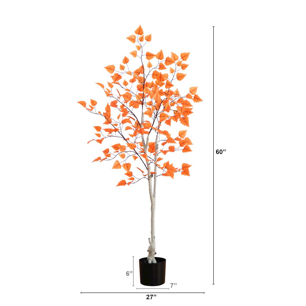 5ft. Autumn Paper Birch Artificial Fall Tree. Picture 1