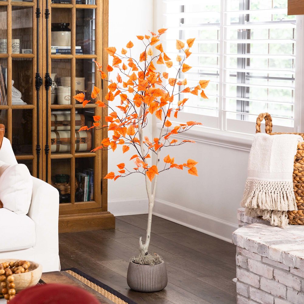 5ft. Autumn Paper Birch Artificial Fall Tree. Picture 4