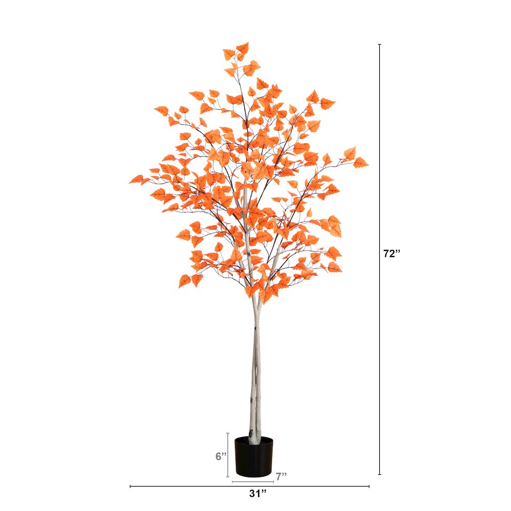 6ft. Autumn Paper Birch Artificial Fall Tree. Picture 5