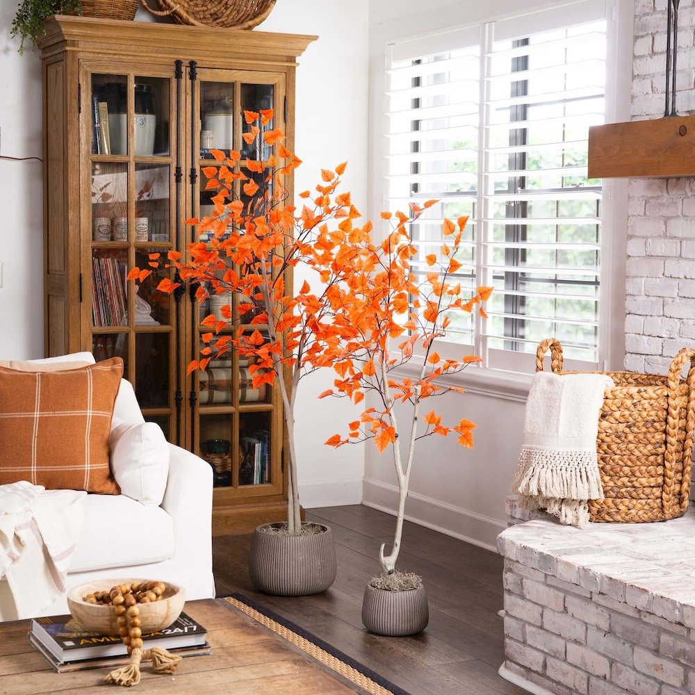 6ft. Autumn Paper Birch Artificial Fall Tree. Picture 3