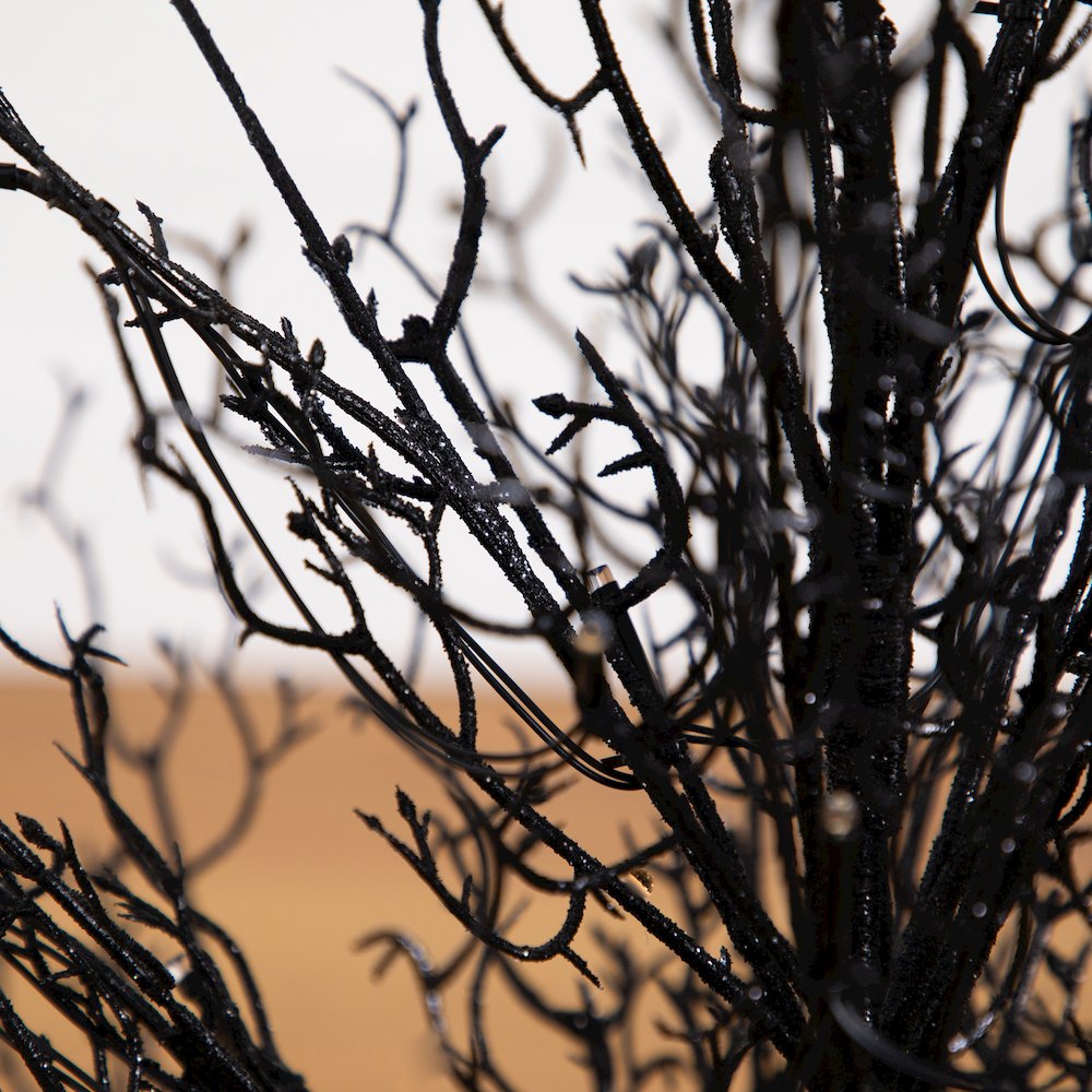3ft. Pre-Lit Halloween Black Twig Artificial Fall Tree in Burlap Planter. Picture 4