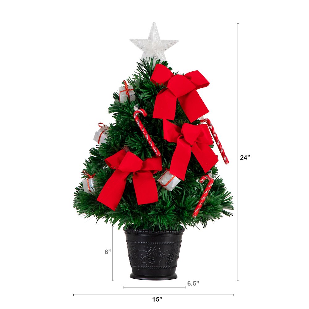 24in. Pre-Lit Fiber Optic Classic Star Topped Artificial Christmas Tree. Picture 1