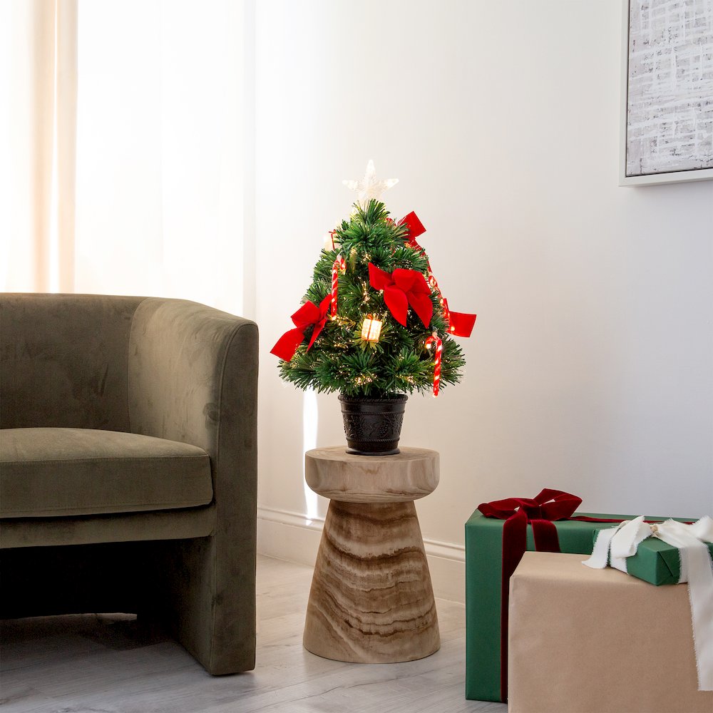 24in. Pre-Lit Fiber Optic Classic Star Topped Artificial Christmas Tree. Picture 8