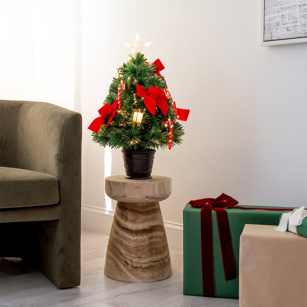 24in. Pre-Lit Fiber Optic Classic Star Topped Artificial Christmas Tree. Picture 5