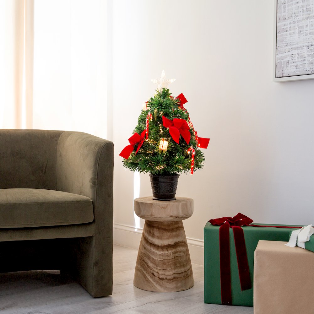 24in. Pre-Lit Fiber Optic Classic Star Topped Artificial Christmas Tree. Picture 6