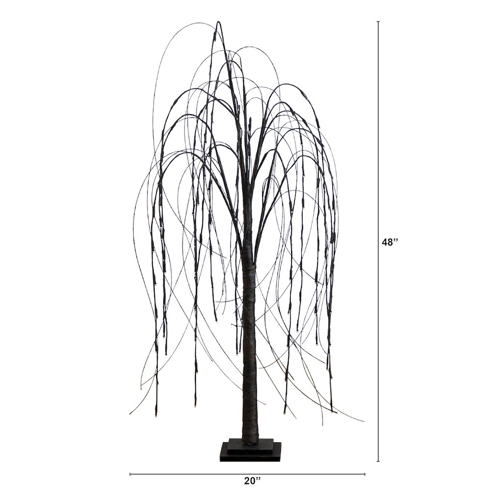4ft. Pre-Lit Halloween Black Willow Artificial Fall Tree with 120 Orange. Picture 1