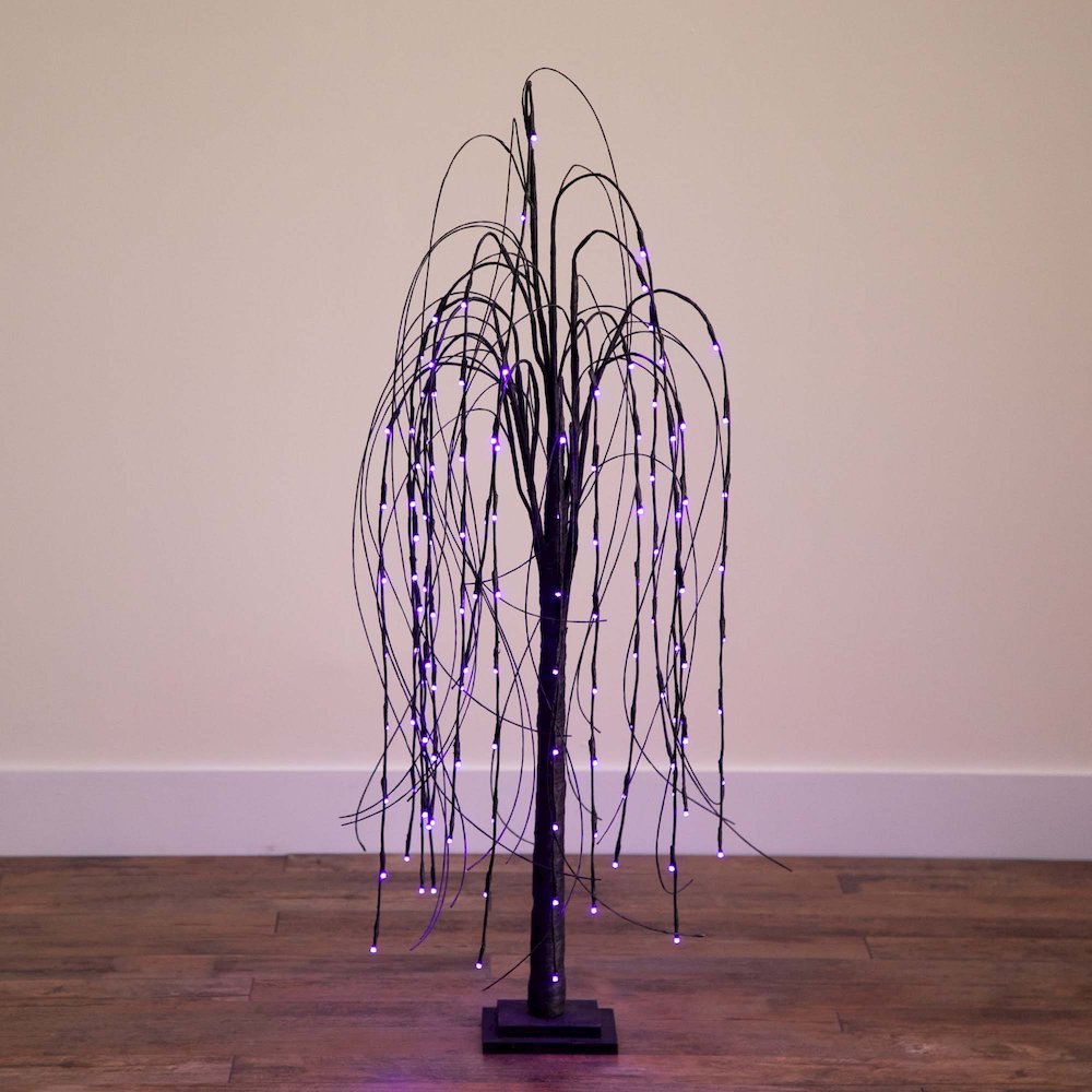 4ft. Pre-Lit Halloween Black Willow Artificial Fall Tree with 120 Orange. Picture 12