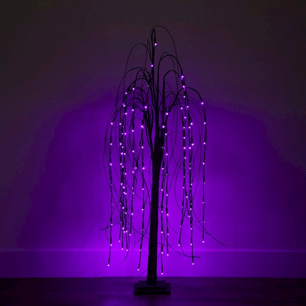 4ft. Pre-Lit Halloween Black Willow Artificial Fall Tree with 120 Orange. Picture 16