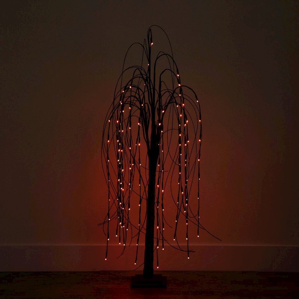 4ft. Pre-Lit Halloween Black Willow Artificial Fall Tree with 120 Orange. Picture 7