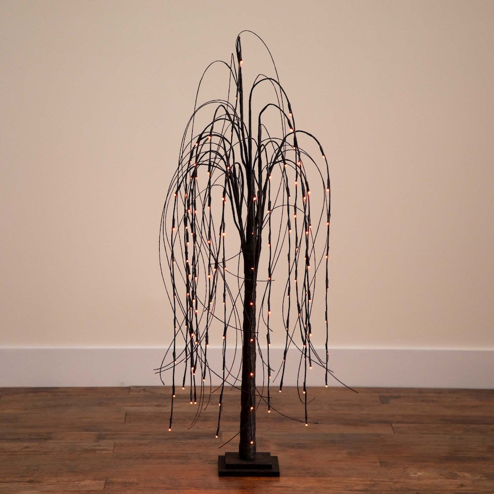 4ft. Pre-Lit Halloween Black Willow Artificial Fall Tree with 120 Orange. Picture 8