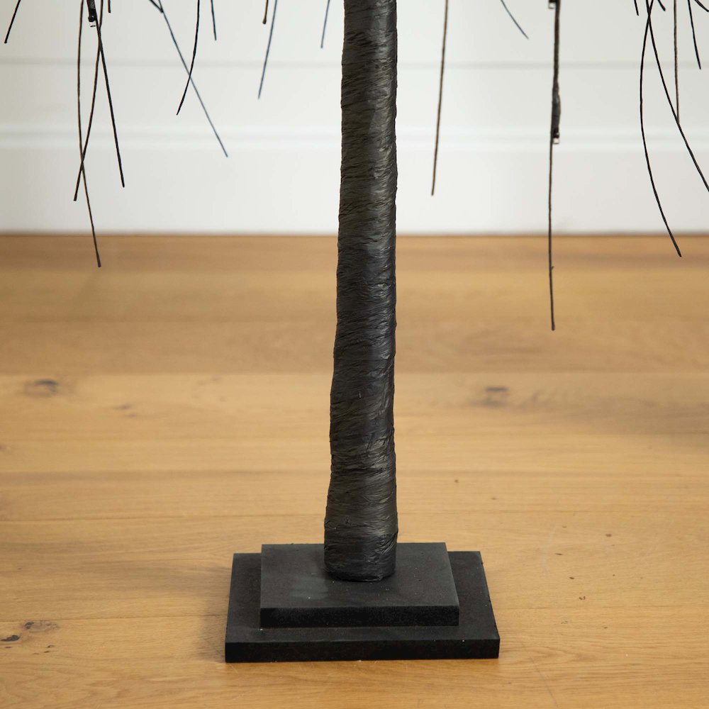 5ft. Pre-Lit Halloween Black Willow Artificial Fall Tree with 144 Orange. Picture 2