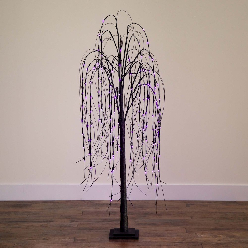 5ft. Pre-Lit Halloween Black Willow Artificial Fall Tree with 144 Orange. Picture 13
