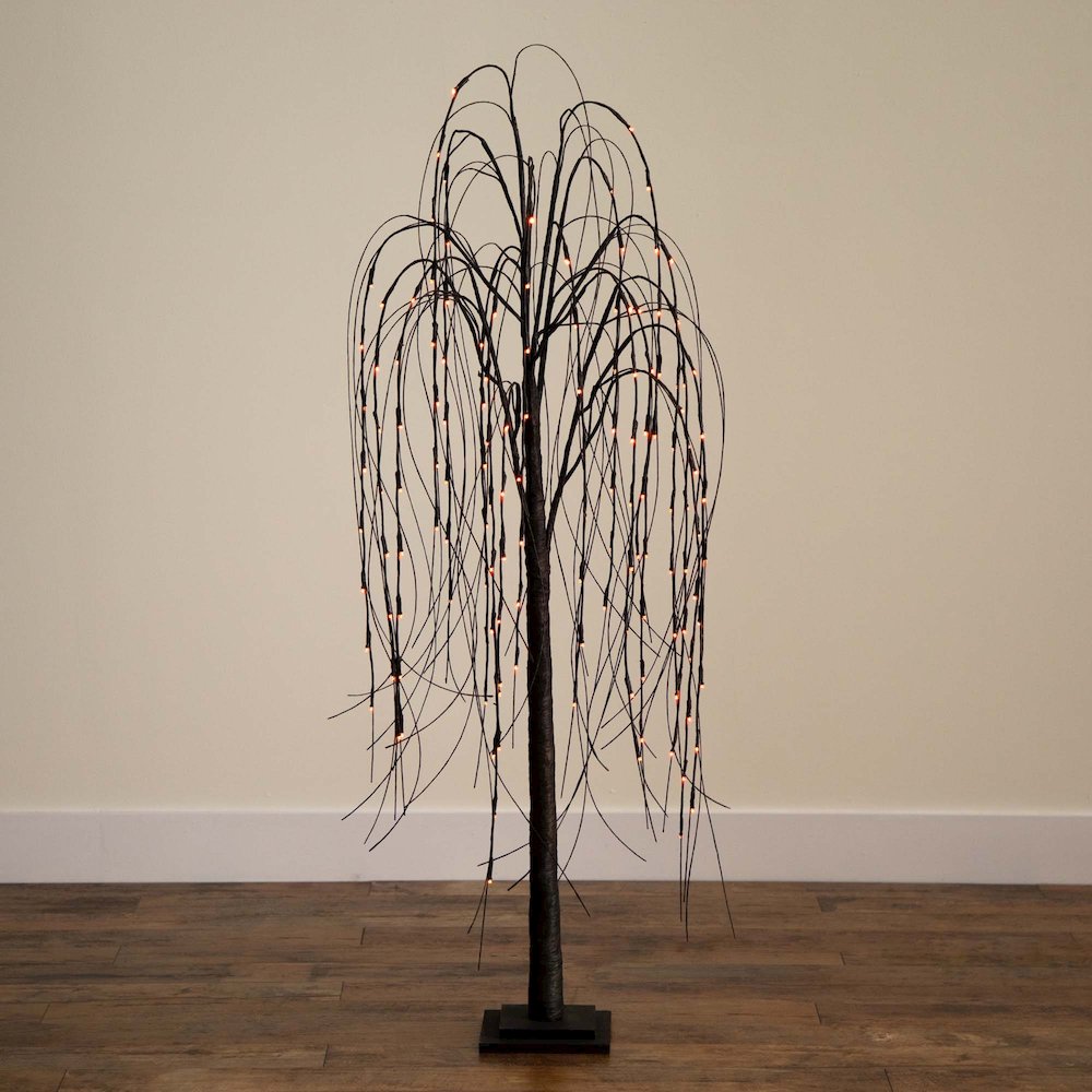 5ft. Pre-Lit Halloween Black Willow Artificial Fall Tree with 144 Orange. Picture 14