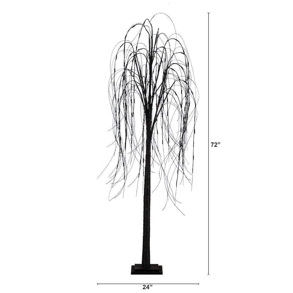 6ft. Pre-Lit Halloween Black Willow Artificial Fall Tree with 160 Orange. Picture 1