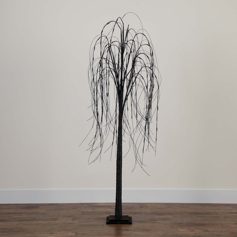 6ft. Pre-Lit Halloween Black Willow Artificial Fall Tree with 160 Orange. Picture 6