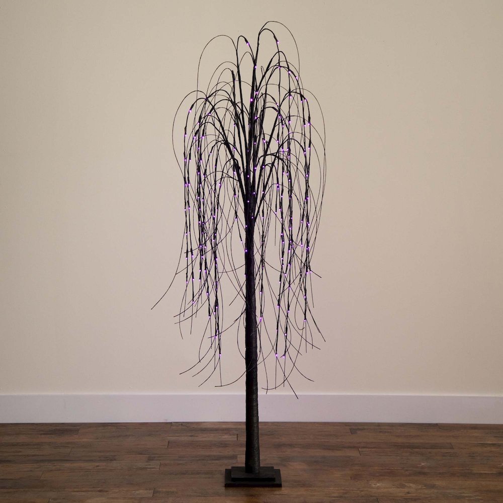 6ft. Pre-Lit Halloween Black Willow Artificial Fall Tree with 160 Orange. Picture 7