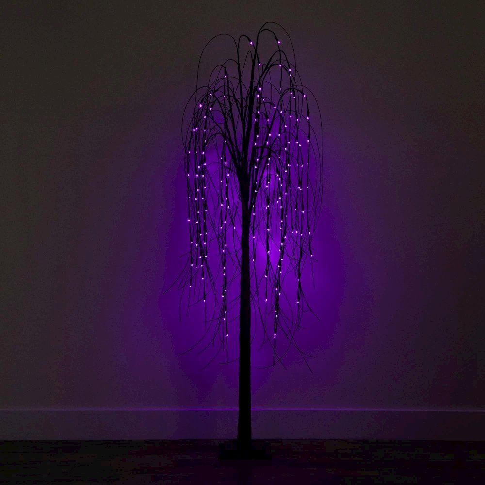 6ft. Pre-Lit Halloween Black Willow Artificial Fall Tree with 160 Orange. Picture 18