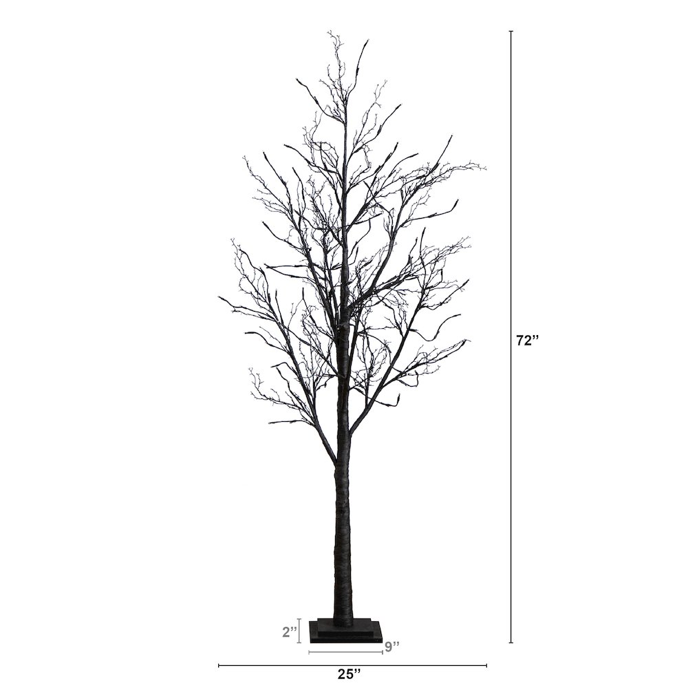 6ft. Pre-Lit Halloween Black Twig Artificial Fall Tree with 300 Orange. Picture 12