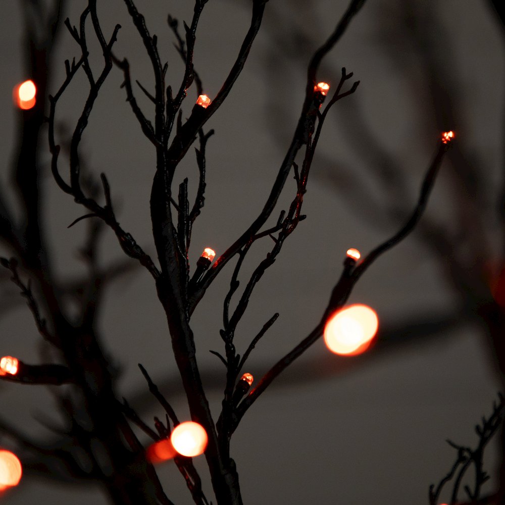 6ft. Pre-Lit Halloween Black Twig Artificial Fall Tree with 300 Orange. Picture 14