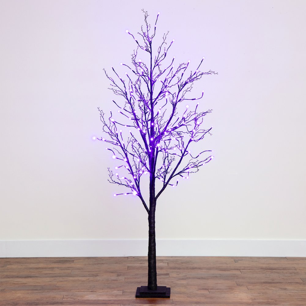 6ft. Pre-Lit Halloween Black Twig Artificial Fall Tree with 300 Orange. Picture 5