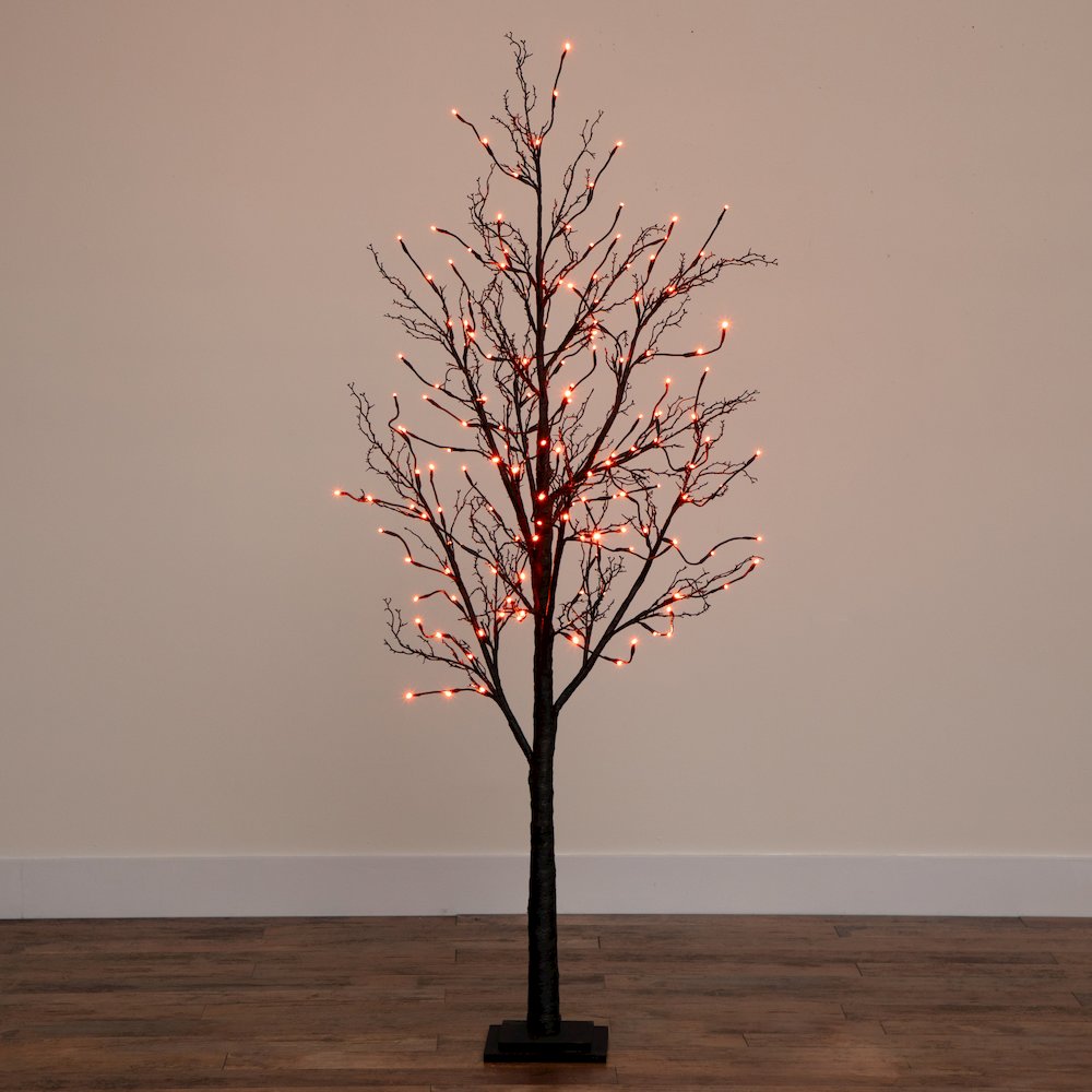 6ft. Pre-Lit Halloween Black Twig Artificial Fall Tree with 300 Orange. Picture 18