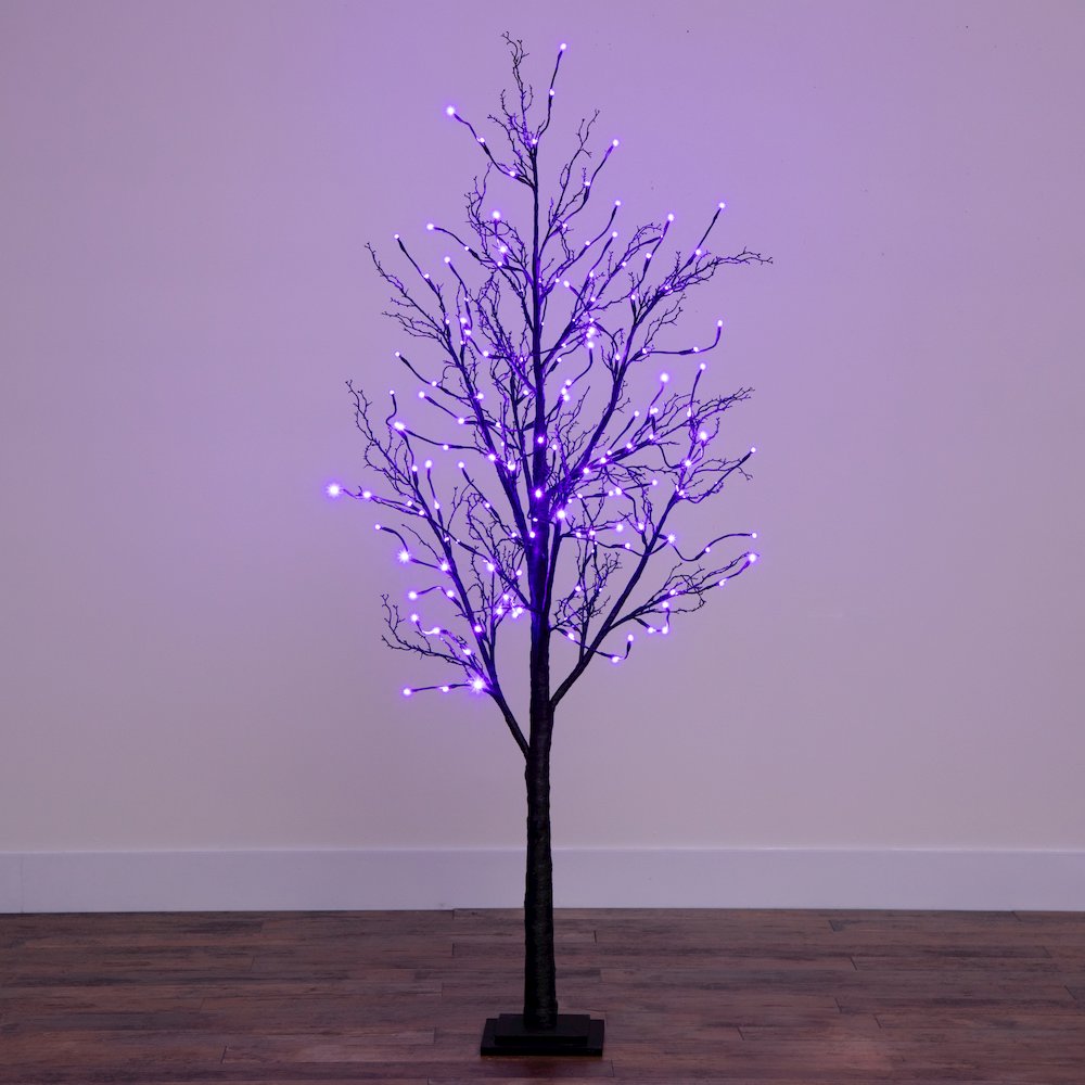 6ft. Pre-Lit Halloween Black Twig Artificial Fall Tree with 300 Orange. Picture 9