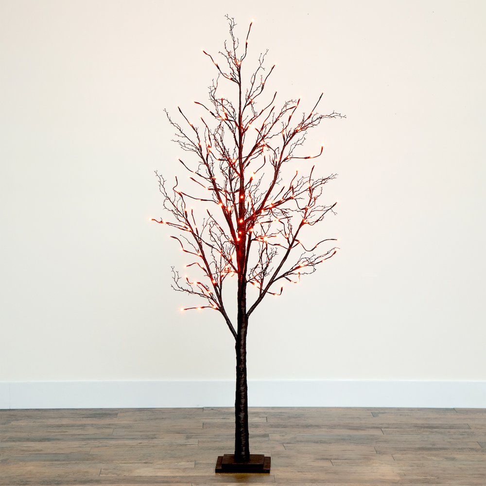 6ft. Pre-Lit Halloween Black Twig Artificial Fall Tree with 300 Orange. Picture 10