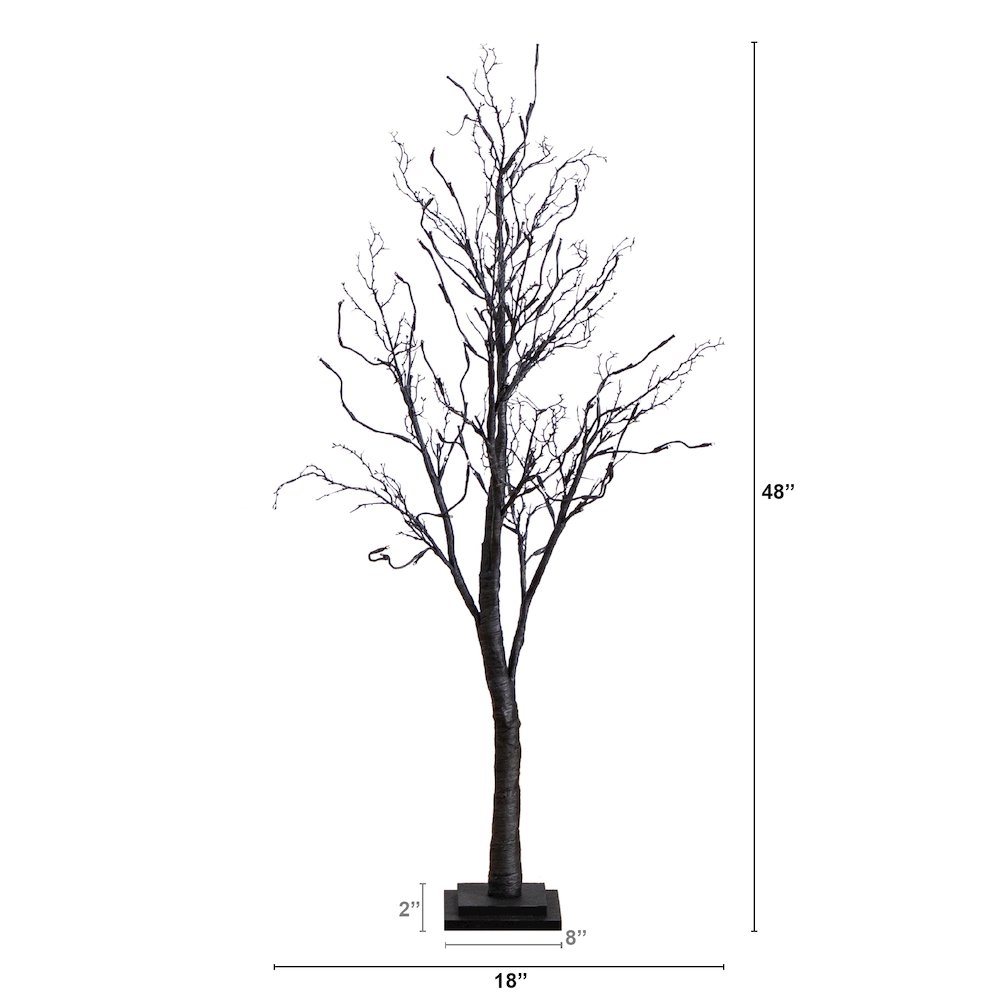 4ft. Pre-Lit Halloween Deluxe Black Twig Artificial Fall Tree with 81 Orange. Picture 1