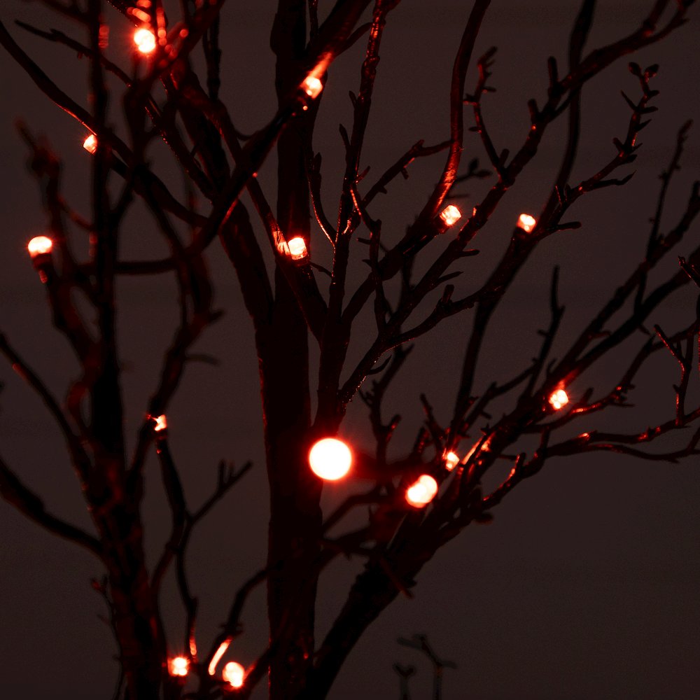 4ft. Pre-Lit Halloween Deluxe Black Twig Artificial Fall Tree with 81 Orange. Picture 3