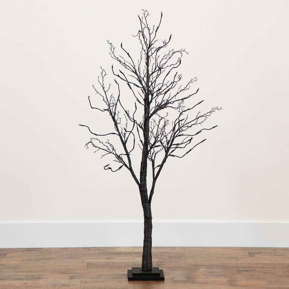 4ft. Pre-Lit Halloween Deluxe Black Twig Artificial Fall Tree with 81 Orange. Picture 13