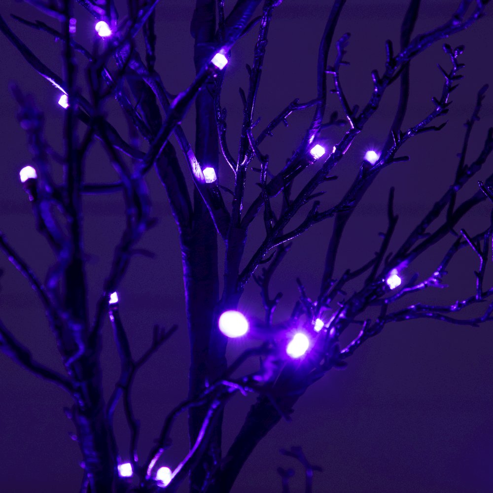 4ft. Pre-Lit Halloween Deluxe Black Twig Artificial Fall Tree with 81 Orange. Picture 6