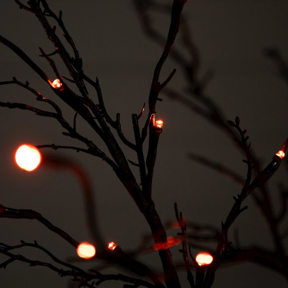 5ft. Pre-Lit Halloween Deluxe Black Twig Artificial Fall Tree with 102 Orange. Picture 11