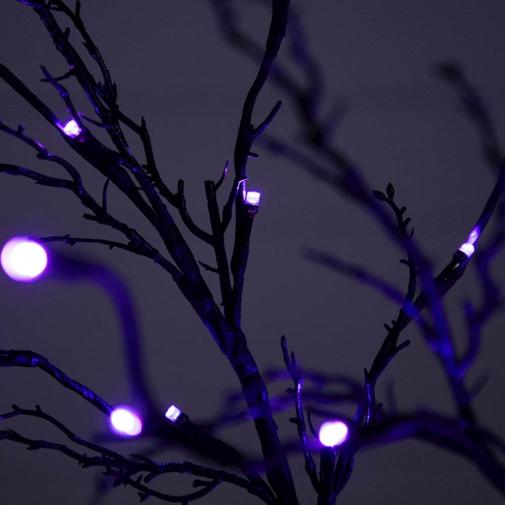 5ft. Pre-Lit Halloween Deluxe Black Twig Artificial Fall Tree with 102 Orange. Picture 2
