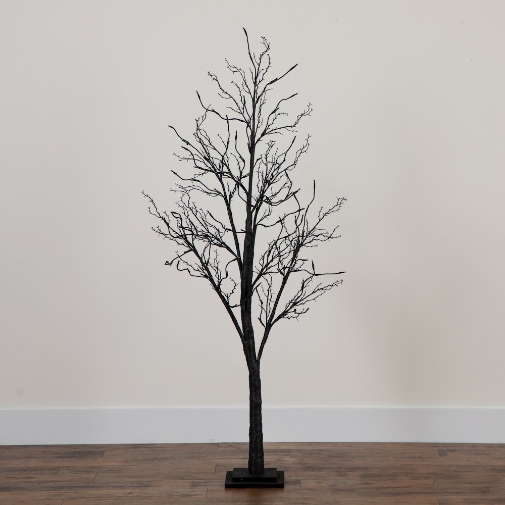 5ft. Pre-Lit Halloween Deluxe Black Twig Artificial Fall Tree with 102 Orange. Picture 5