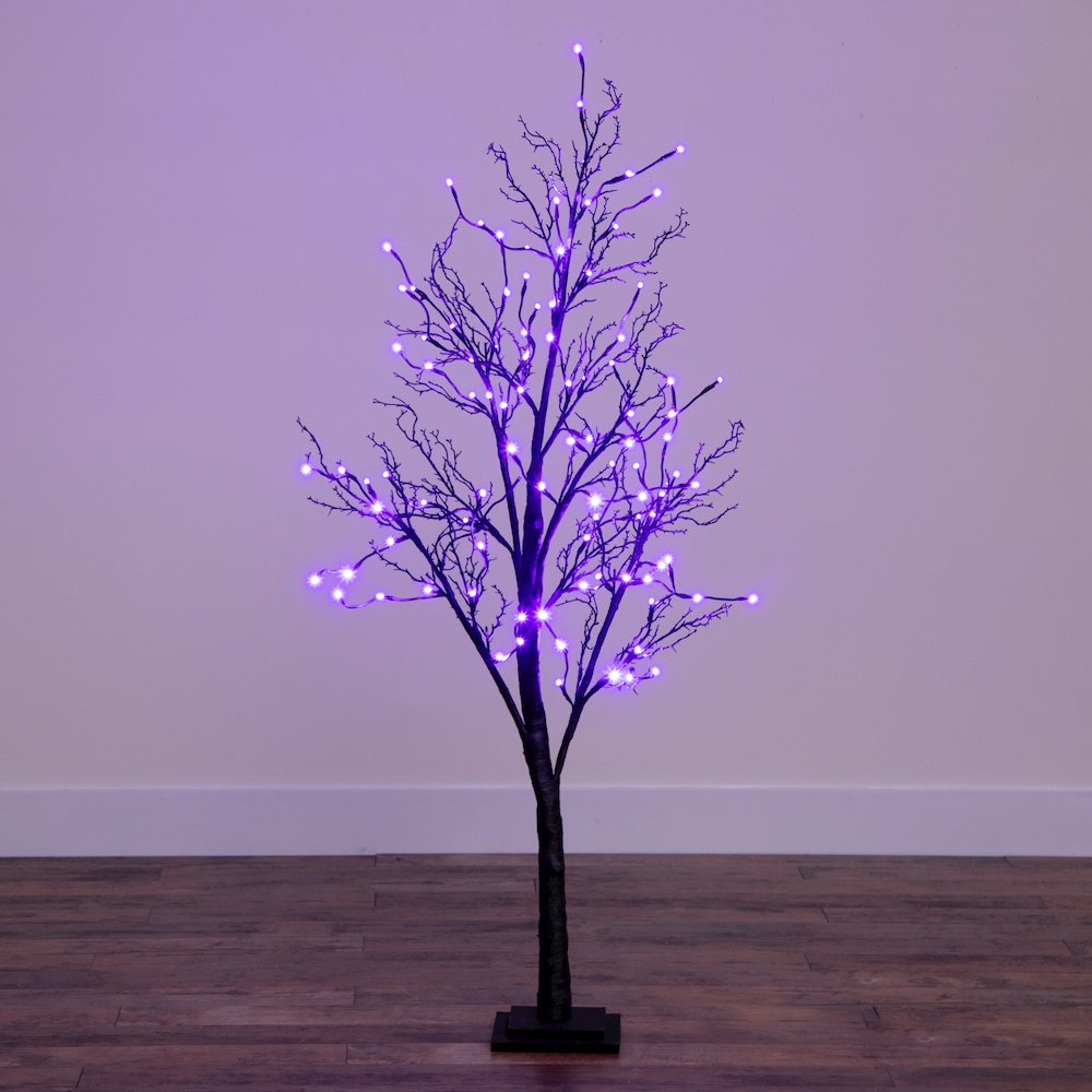 5ft. Pre-Lit Halloween Deluxe Black Twig Artificial Fall Tree with 102 Orange. Picture 7