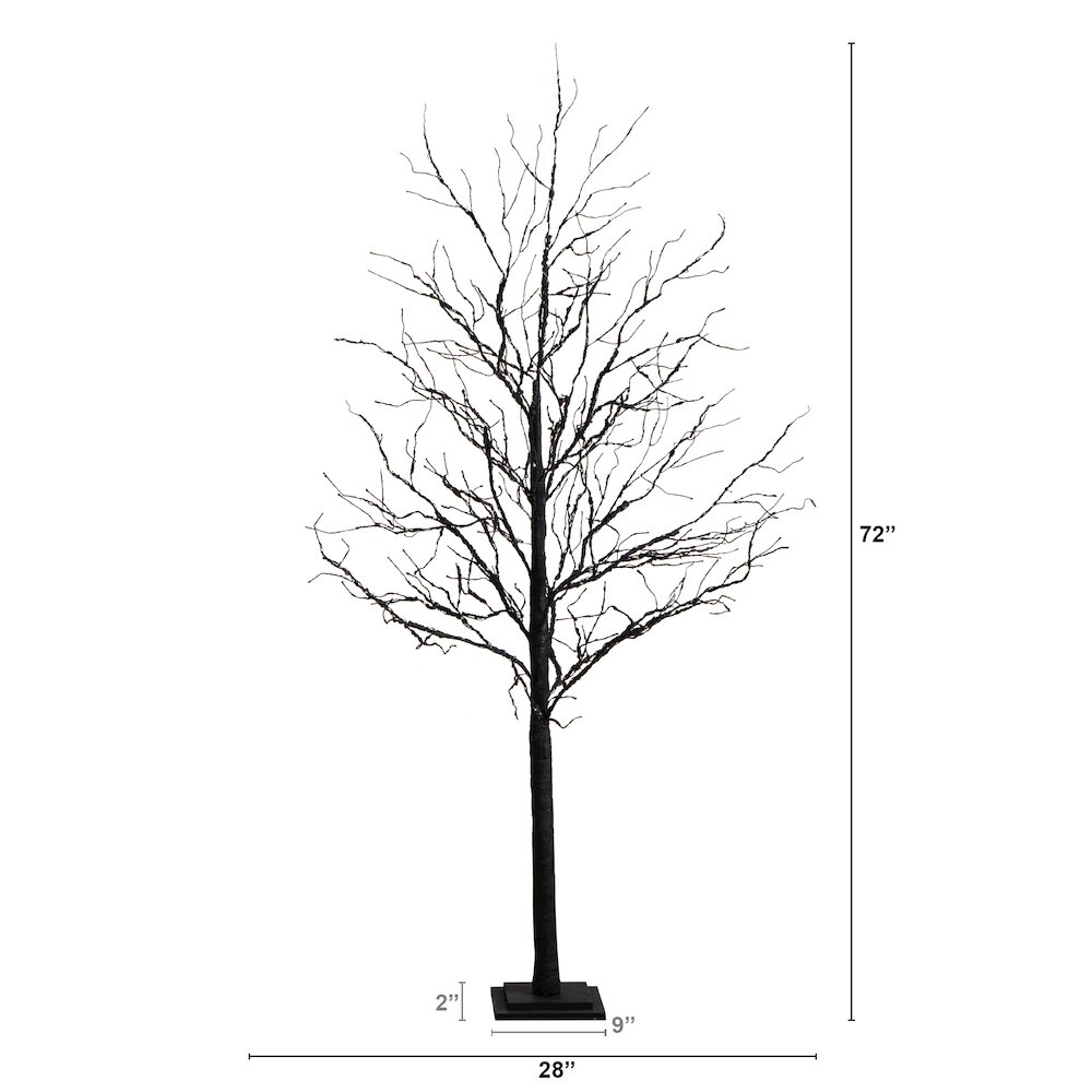 6ft. Pre-Lit Halloween Deluxe Black Twig Artificial Fall Tree with 156 Orange. Picture 1
