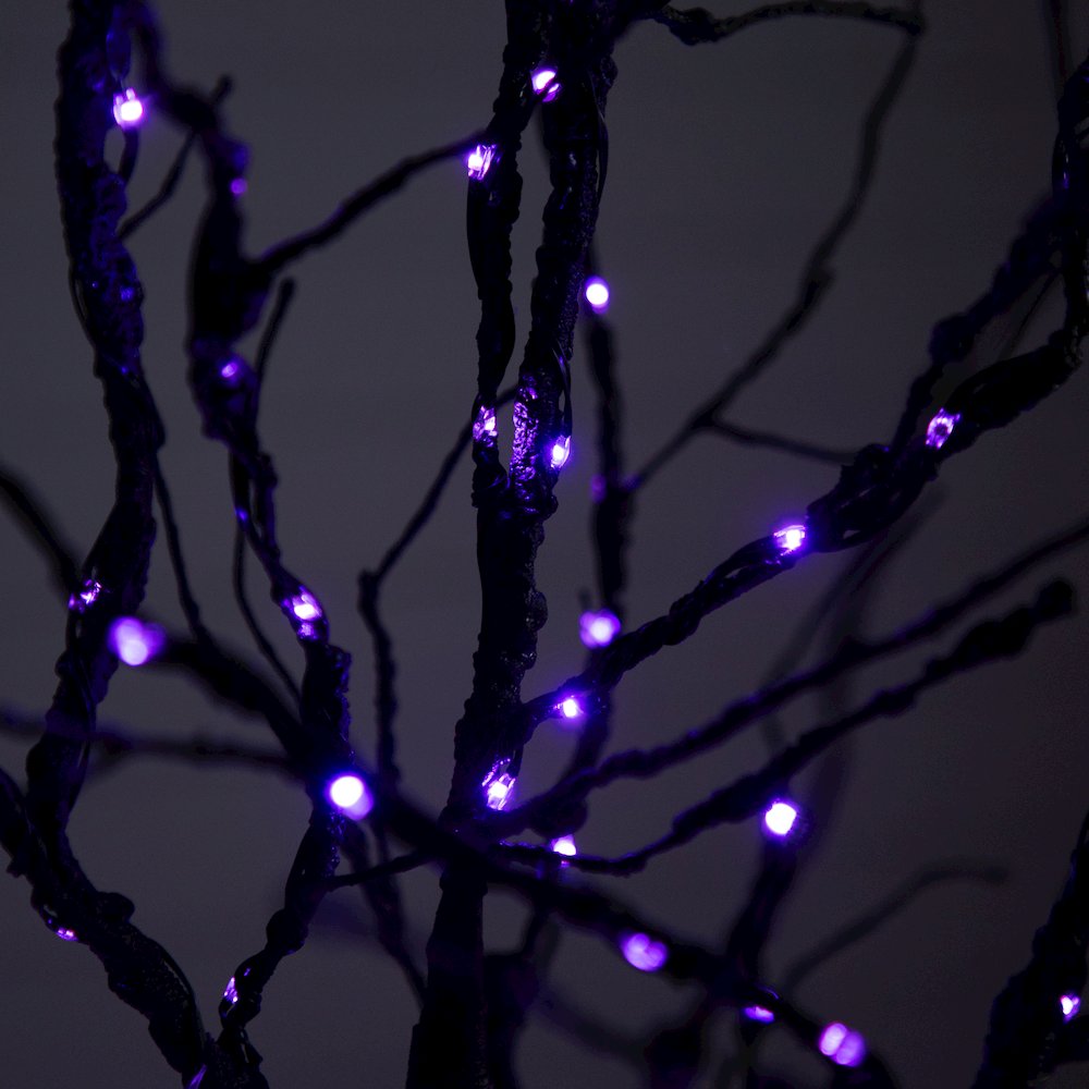 6ft. Pre-Lit Halloween Deluxe Black Twig Artificial Fall Tree with 156 Orange. Picture 9