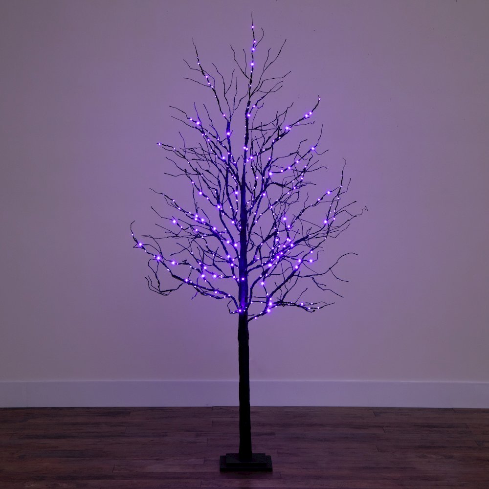 6ft. Pre-Lit Halloween Deluxe Black Twig Artificial Fall Tree with 156 Orange. Picture 5