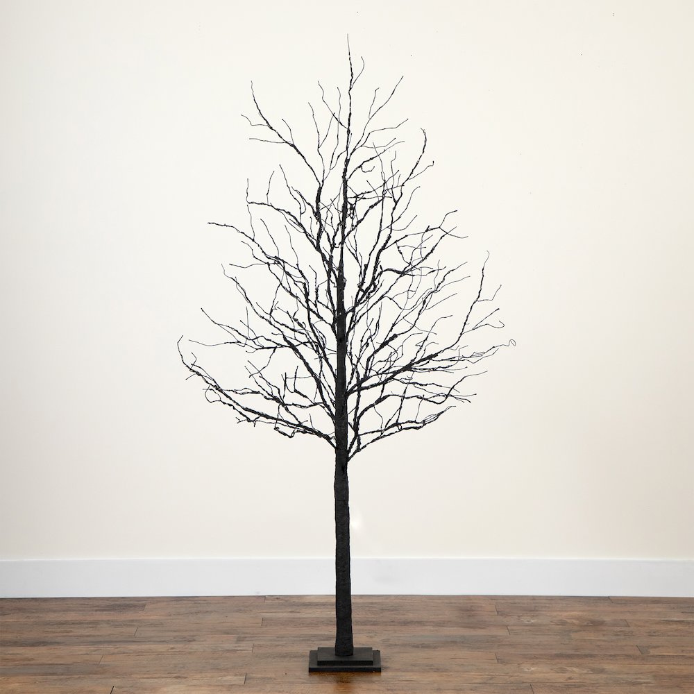 6ft. Pre-Lit Halloween Deluxe Black Twig Artificial Fall Tree with 156 Orange. Picture 10