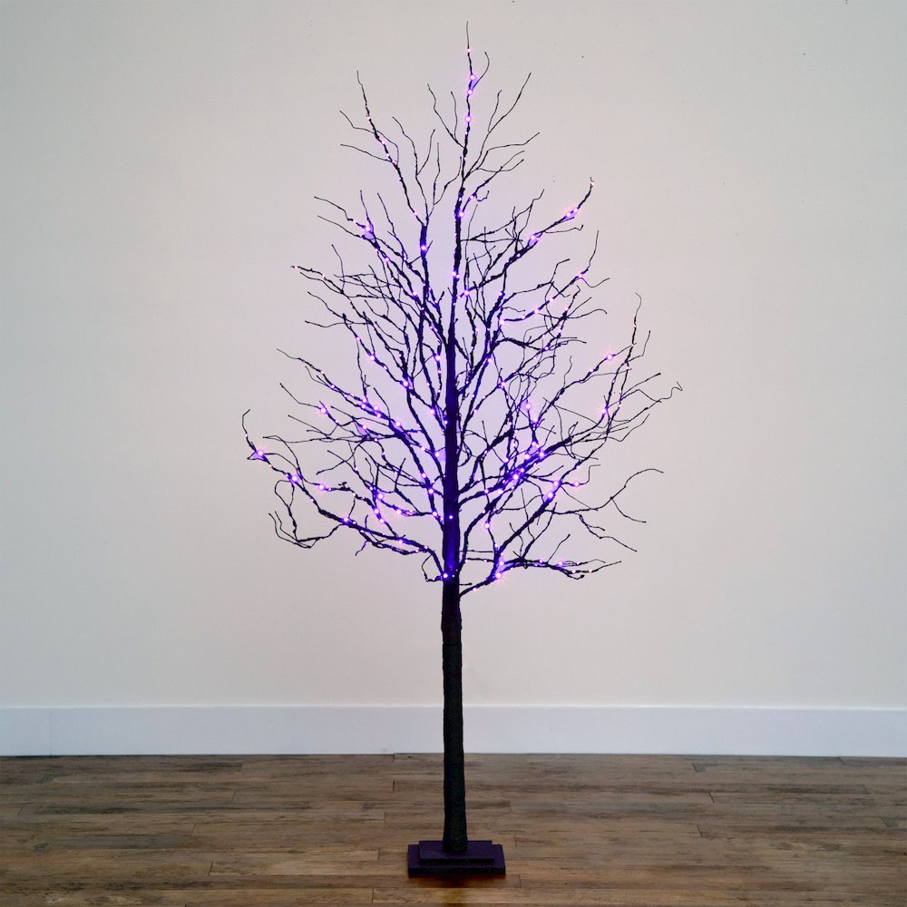 6ft. Pre-Lit Halloween Deluxe Black Twig Artificial Fall Tree with 156 Orange. Picture 11