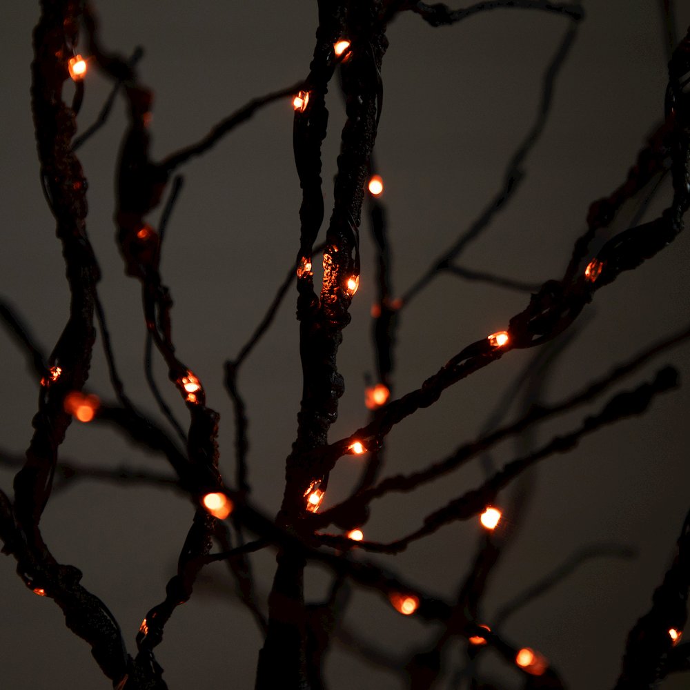 6ft. Pre-Lit Halloween Deluxe Black Twig Artificial Fall Tree with 156 Orange. Picture 13