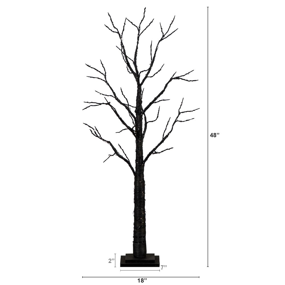 4ft. Pre-Lit Halloween Black Twig Artificial Fall Tree with 240 Orange. Picture 1