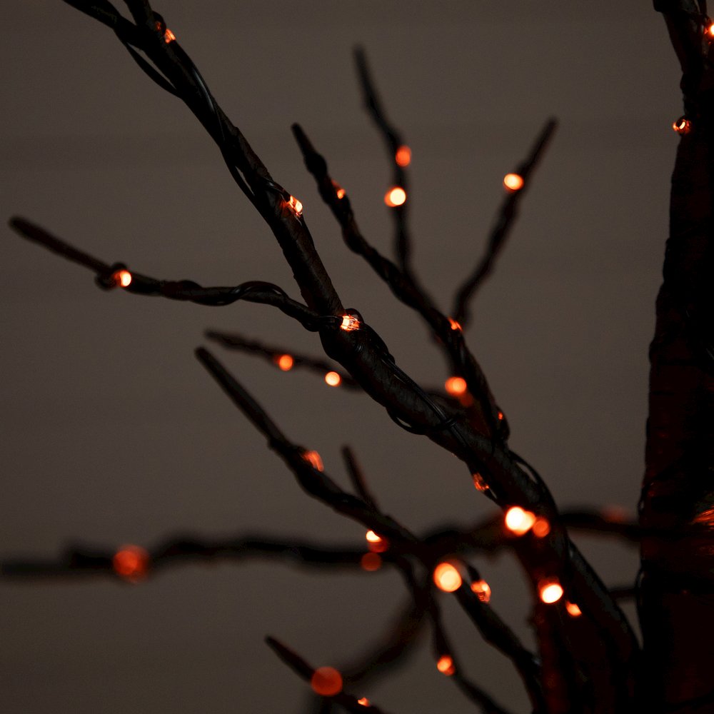4ft. Pre-Lit Halloween Black Twig Artificial Fall Tree with 240 Orange. Picture 3